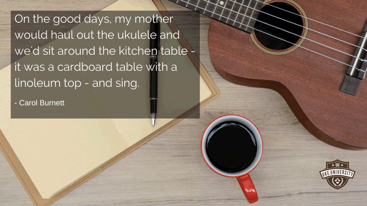 Carol burnett good days with ukulele at kitchen table